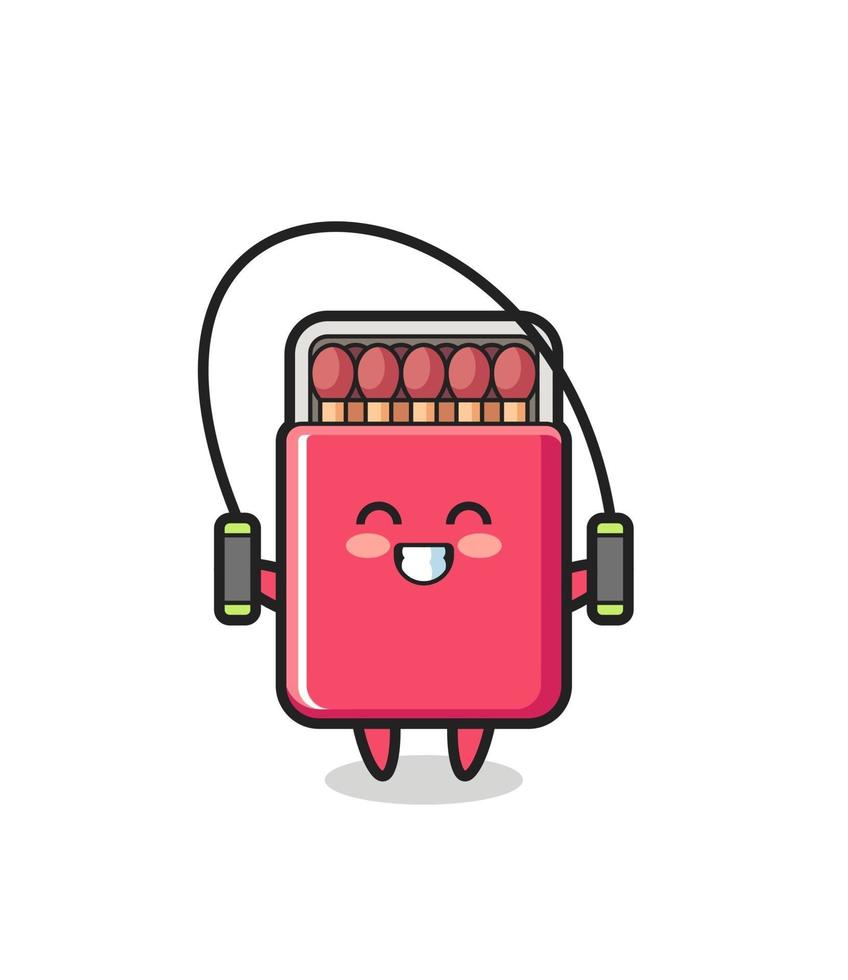 matches box character cartoon with skipping rope vector