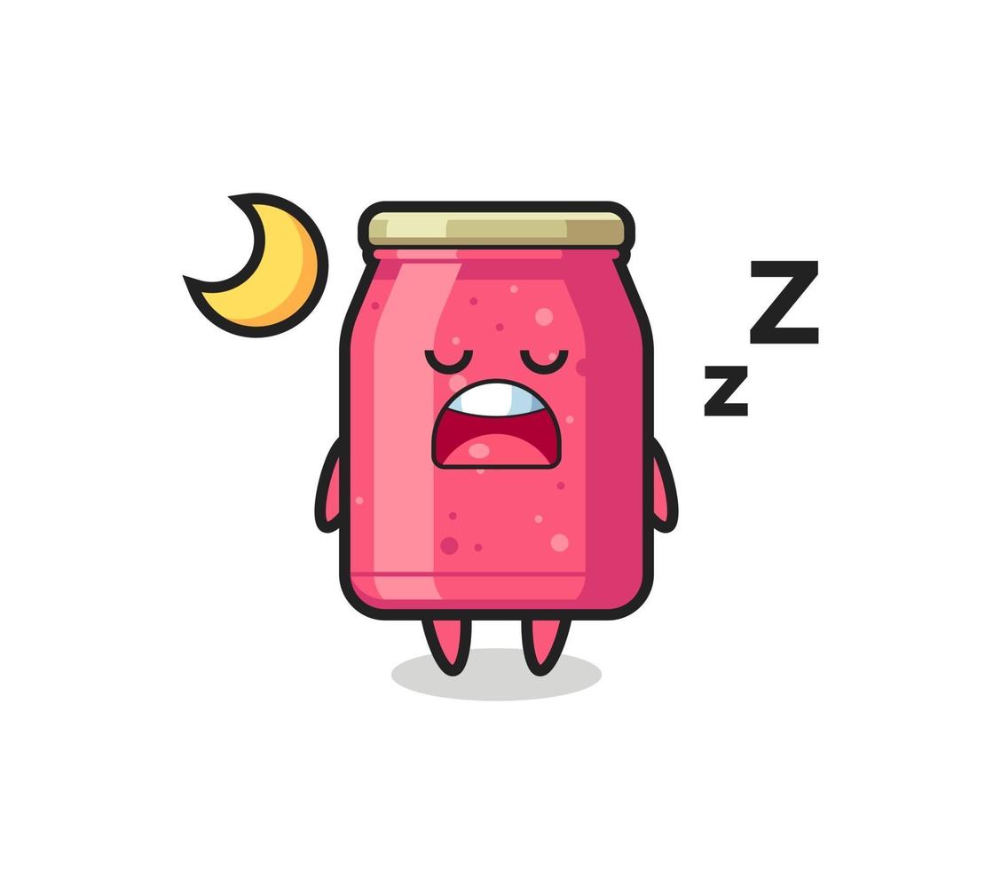 ilustración de personaje de mermelada de fresa durmiendo por la noche vector