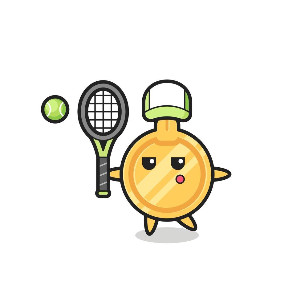 Cartoon character of key as a tennis player vector