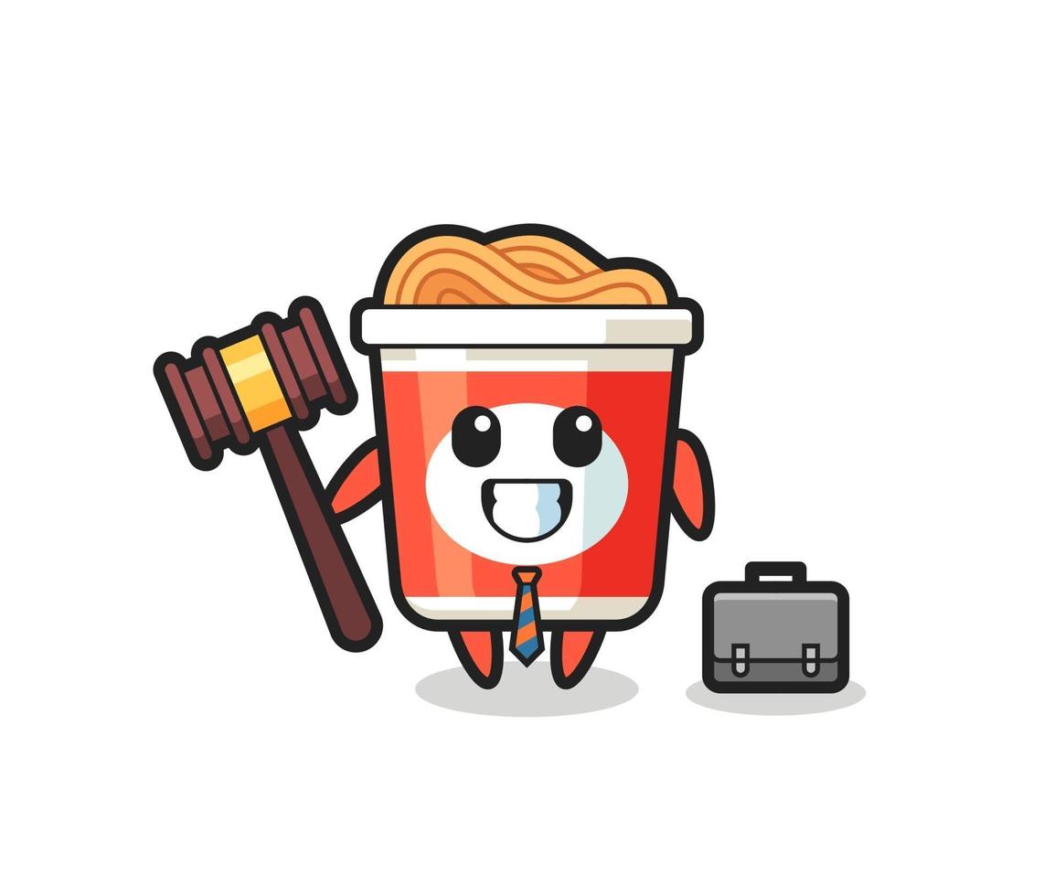 Illustration of instant noodle mascot as a lawyer vector