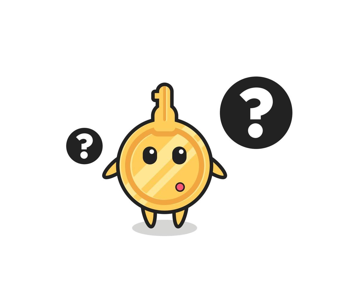 Cartoon Illustration of key with the question mark vector