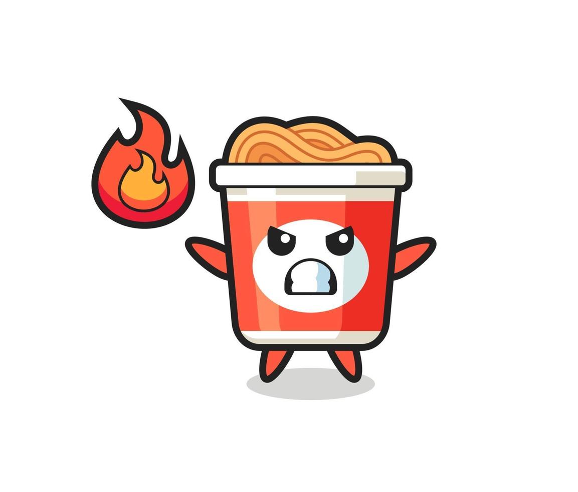 instant noodle character cartoon with angry gesture vector