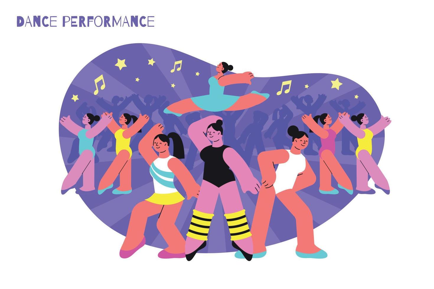 Dance Performance Flat Composition vector