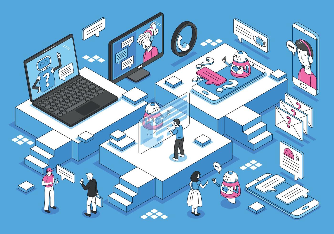 Chatbot Isometric Concept vector