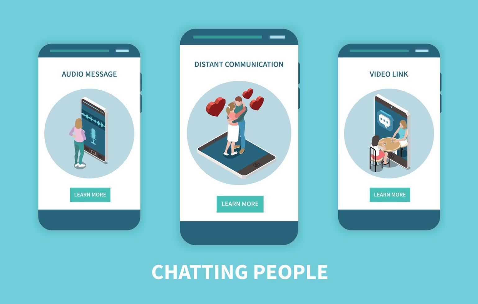 Chatting People Isometric Set vector