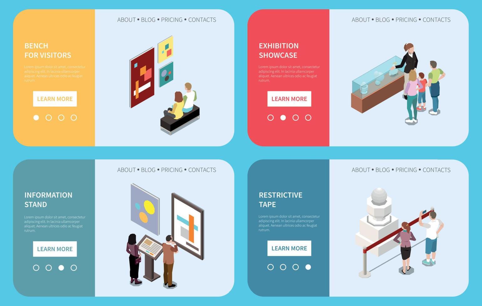 Art Gallery Isometric Web Banners vector