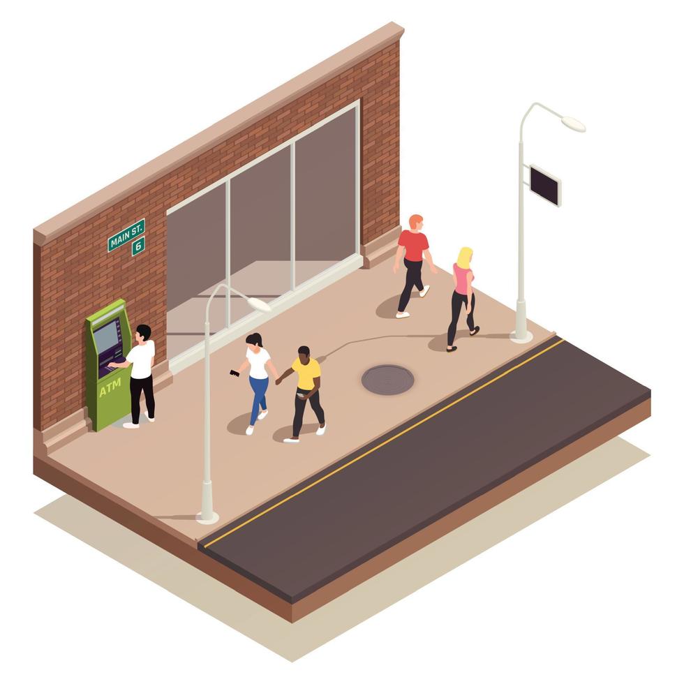 People Using Atm Composition vector