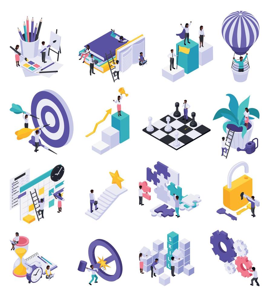 Personal Growth Isometric Set vector