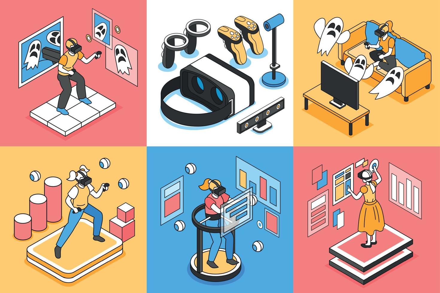 Virtual Reality Concept Icons Set vector