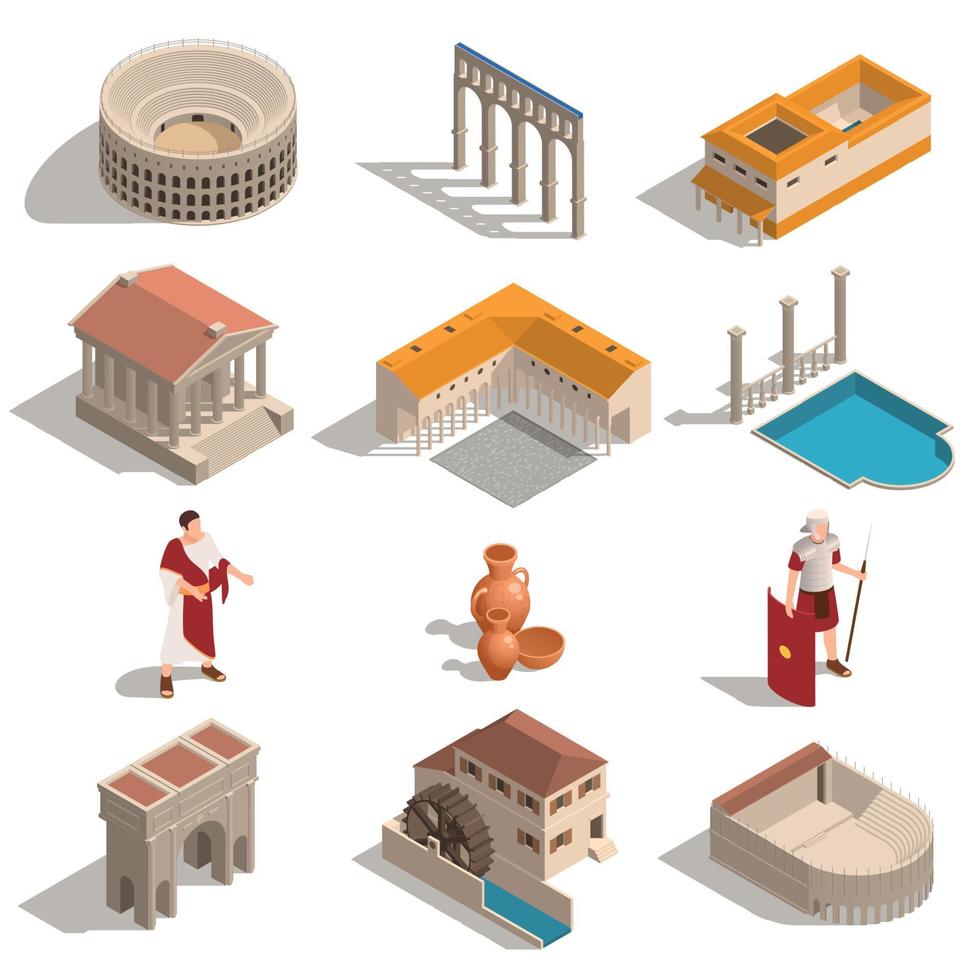 Ancient Rome Isometric Set vector