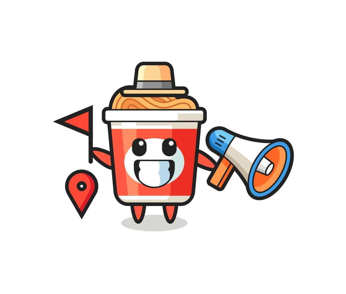 Character cartoon of instant noodle as a tour guide vector