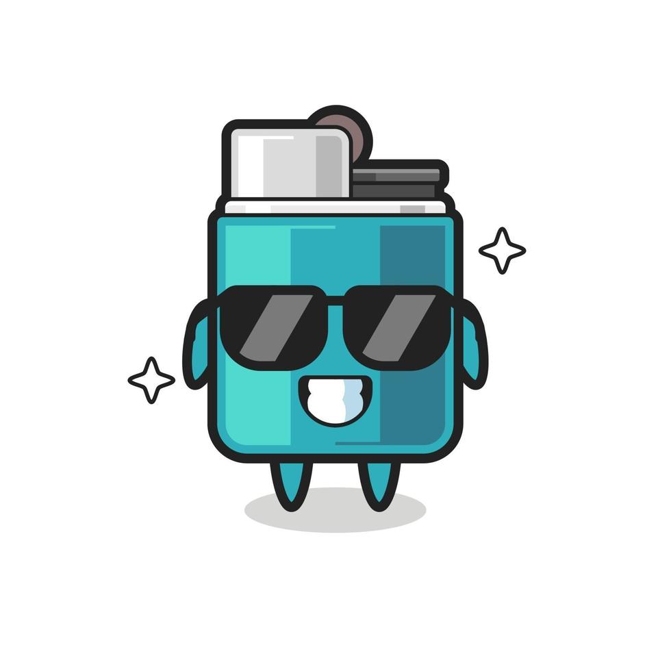 Cartoon mascot of lighter with cool gesture vector