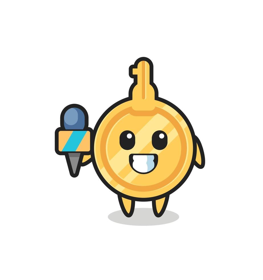 mascota de personaje de clave como reportero de noticias. vector