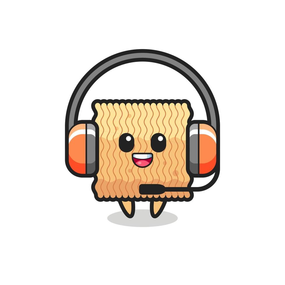 Cartoon mascot of raw instant noodle as a customer service vector