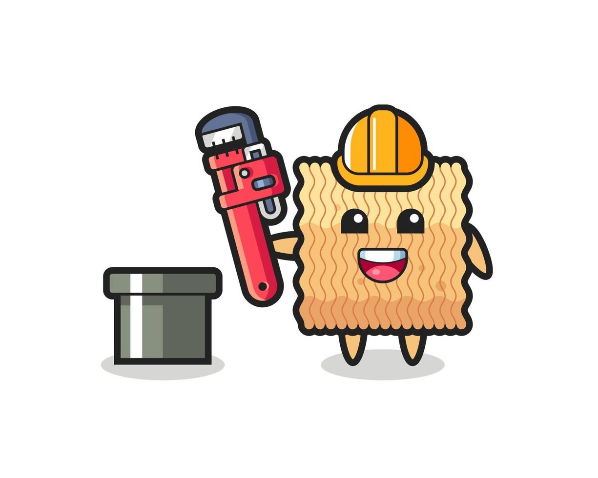 Character Illustration of raw instant noodle as a plumber vector