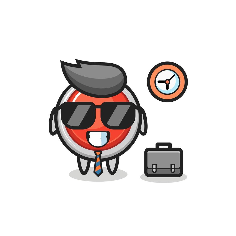 Cartoon mascot of emergency panic button as a businessman vector