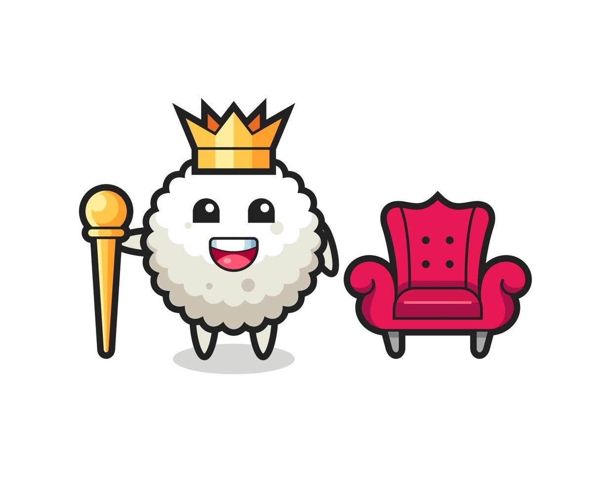 Mascot cartoon of rice ball as a king vector