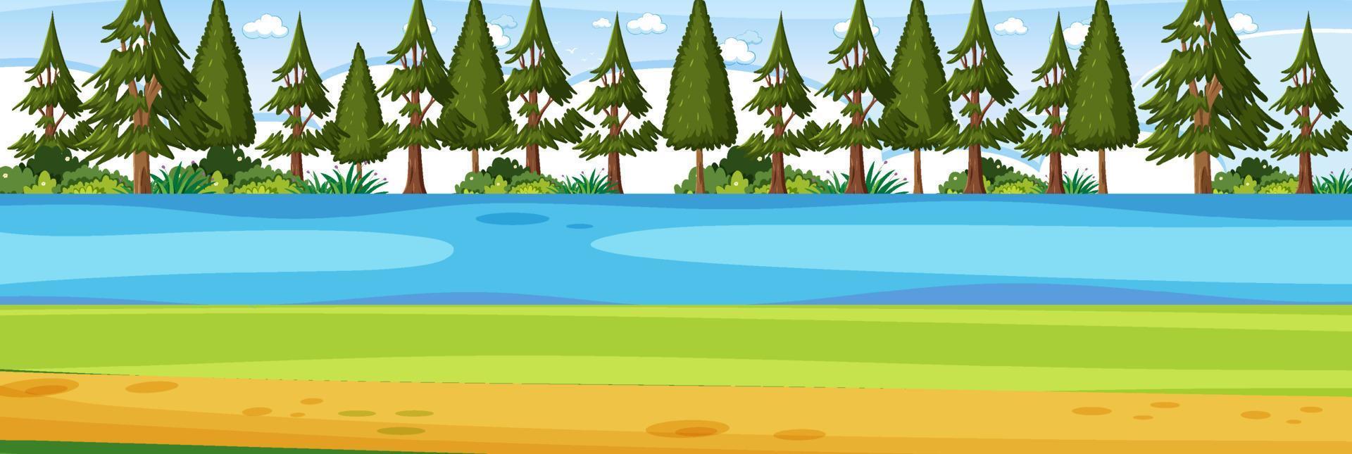 Park and river horizontal landscape scene vector