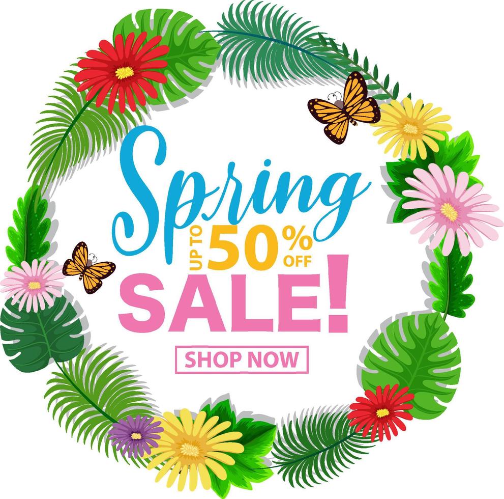 Spring sale banner template vector