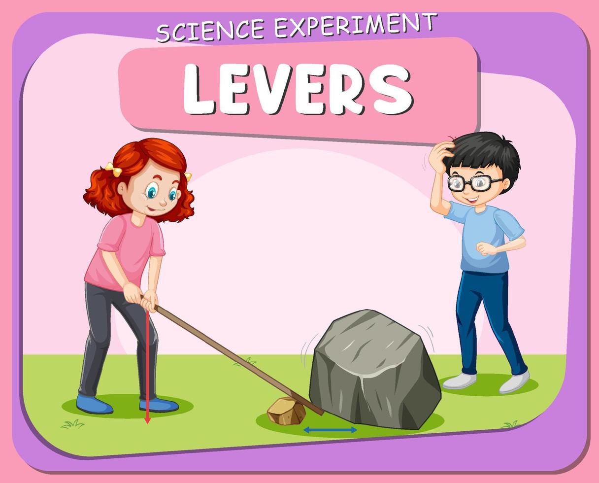 Levers science experiment poster with children character 3467717 Vector