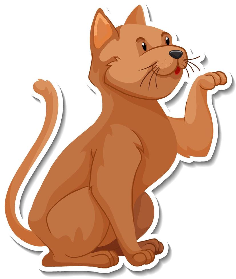 A sticker template of cat cartoon character vector