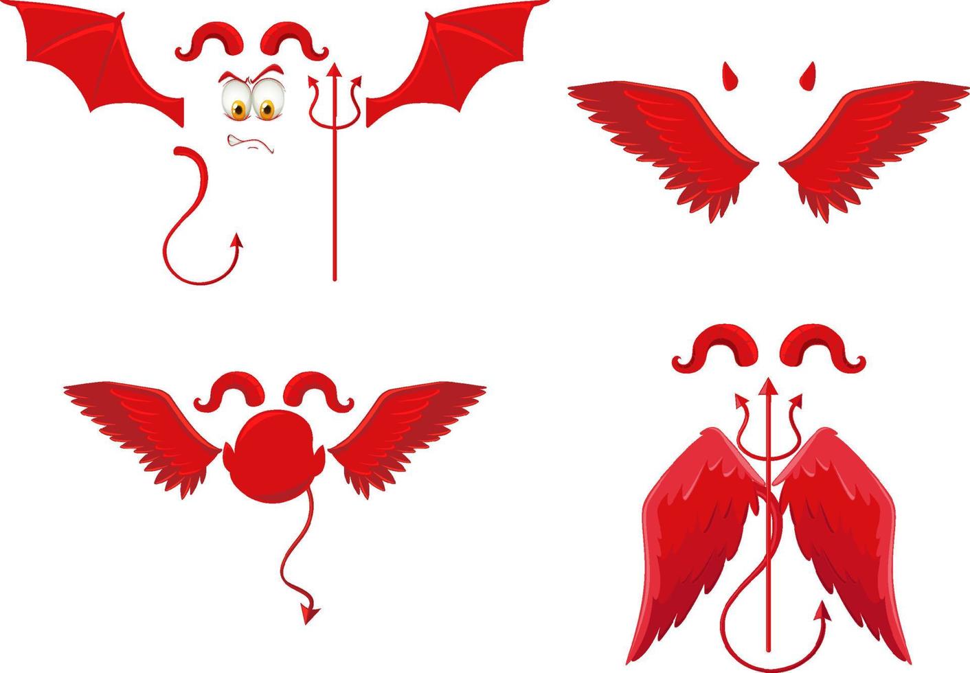 conjunto de decoración de objeto diablo y ángel vector