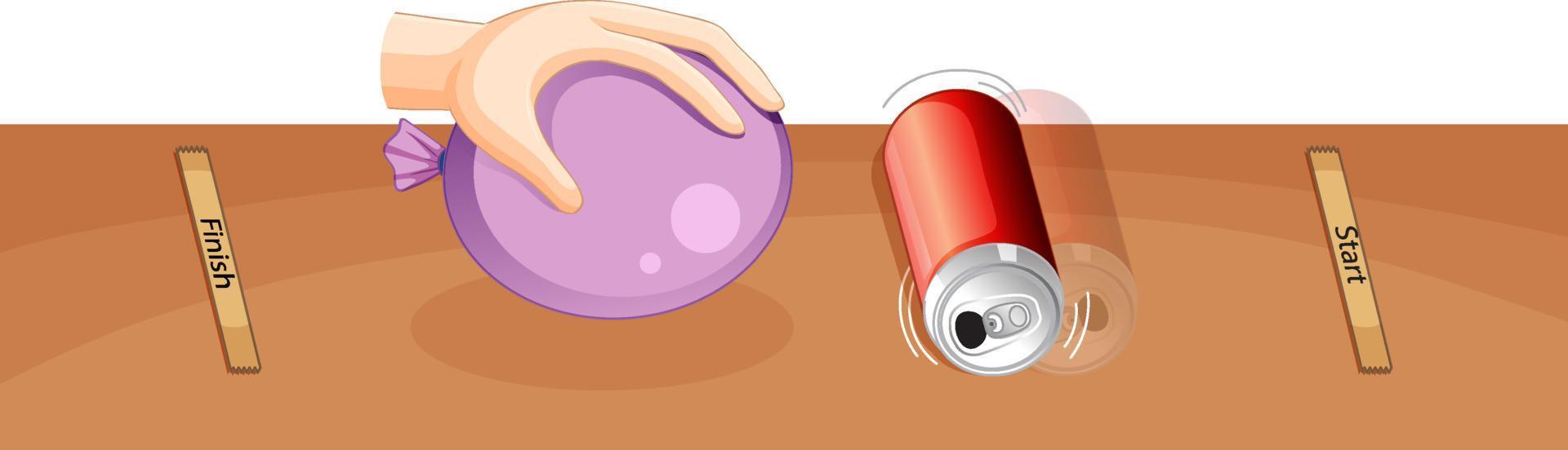 Science static electricity experiment of balloon and aluminum can vector