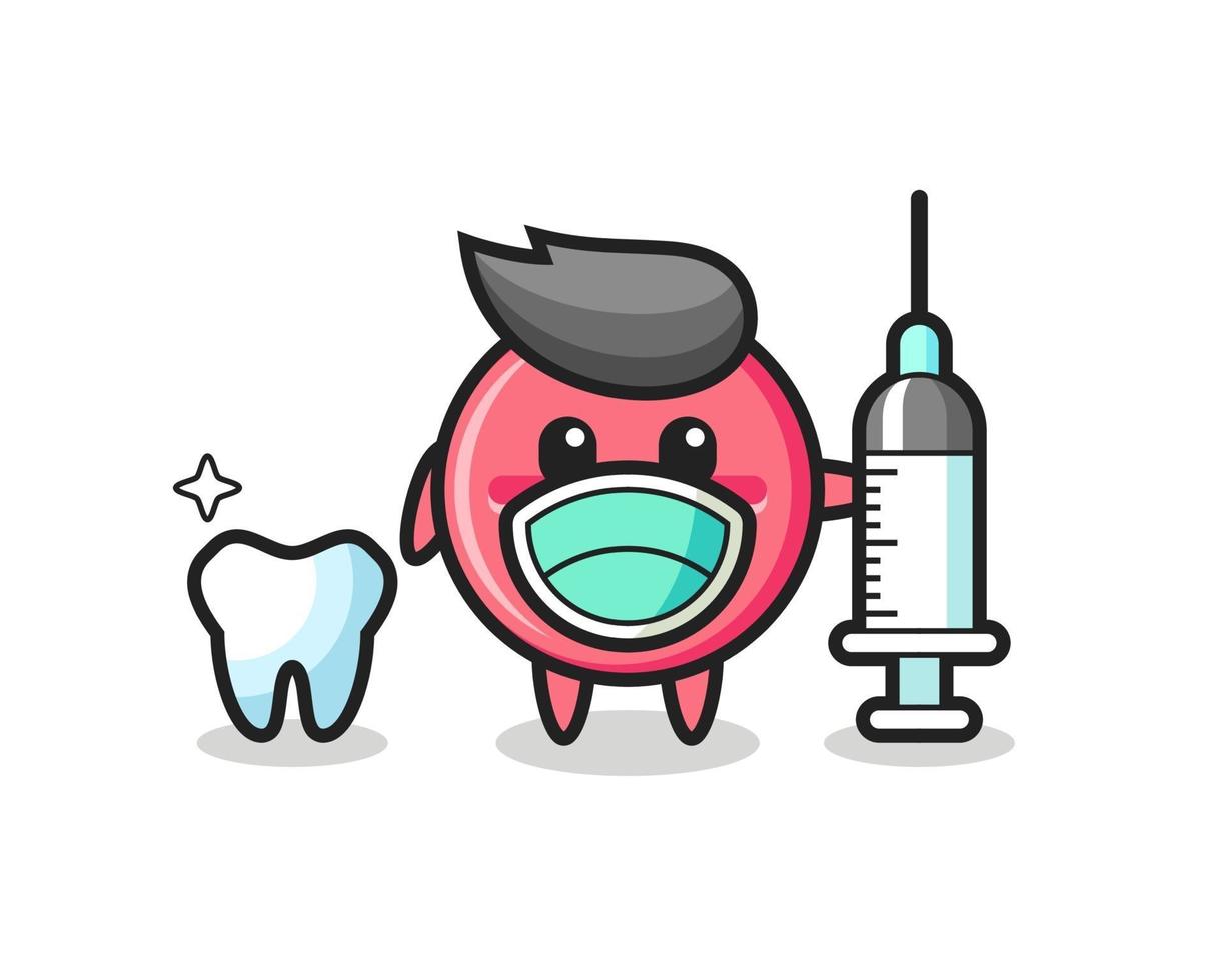 Personaje de mascota de la tableta de medicina como dentista. vector