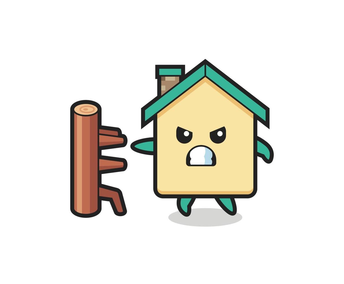 house cartoon illustration as a karate fighter vector