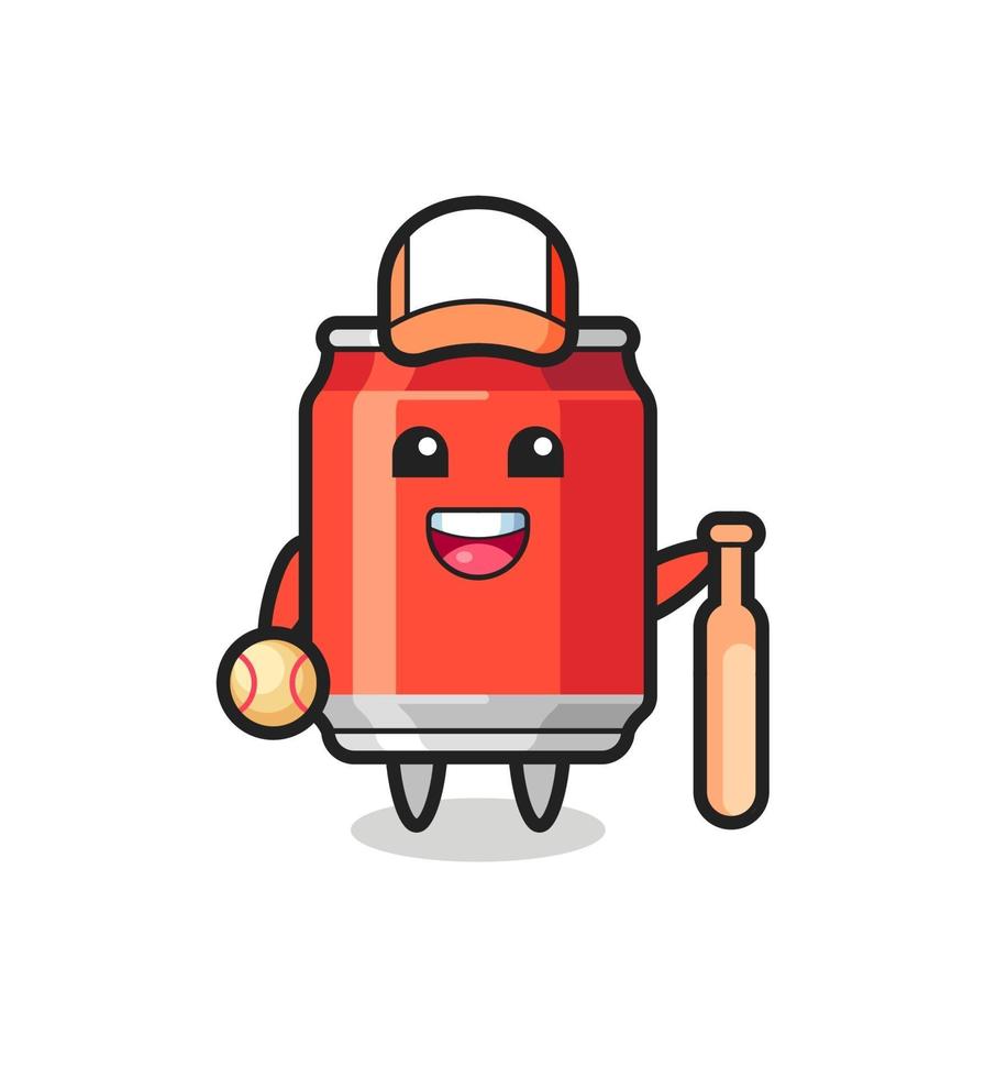 Cartoon character of drink can as a baseball player vector