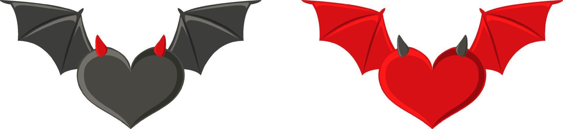 Red bat with heart shape on white background vector