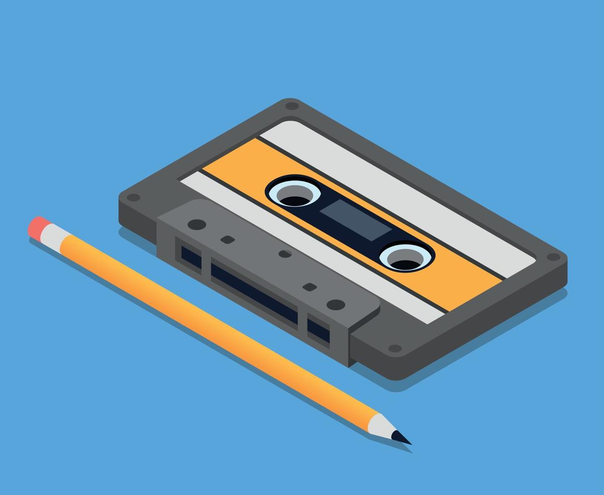 composición de cassette de audio vintage vector