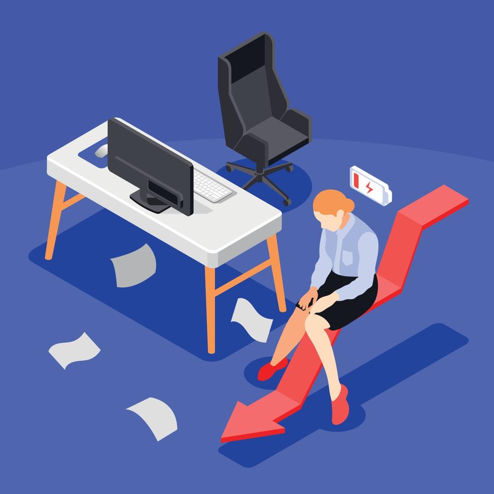 Burn-out Syndrome Isometric Background vector