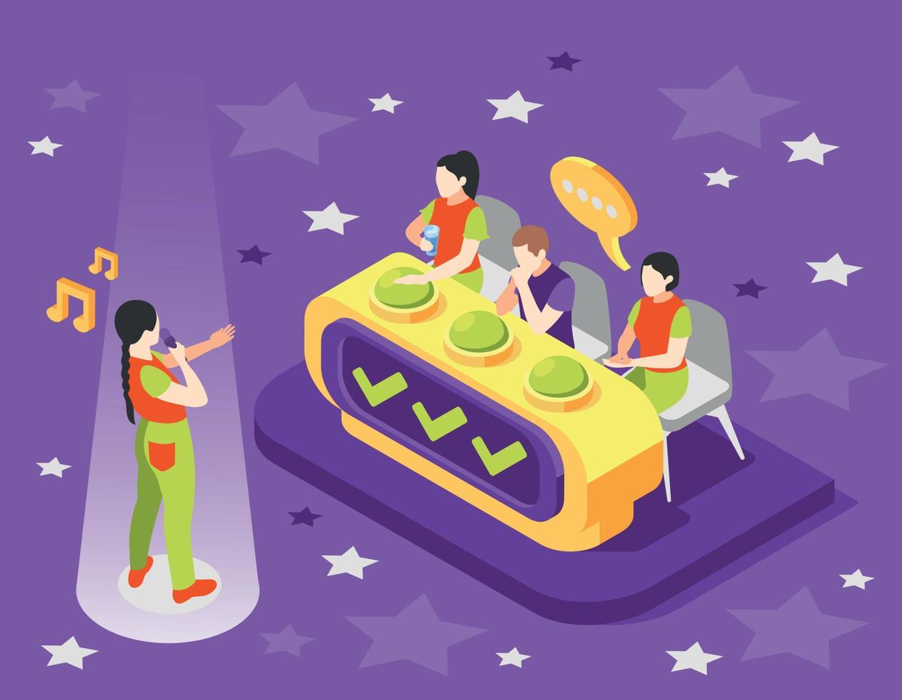 Isometric Quiz TV Composition vector