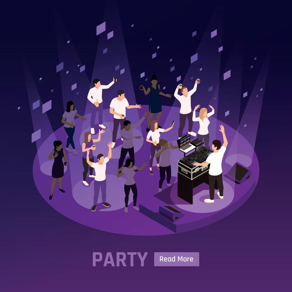 DJ Party Isometric Background vector