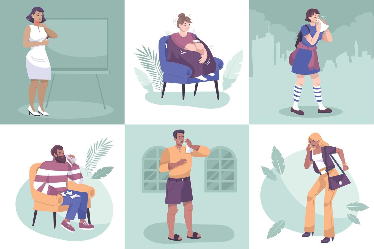Colds Symptoms Design Concept vector
