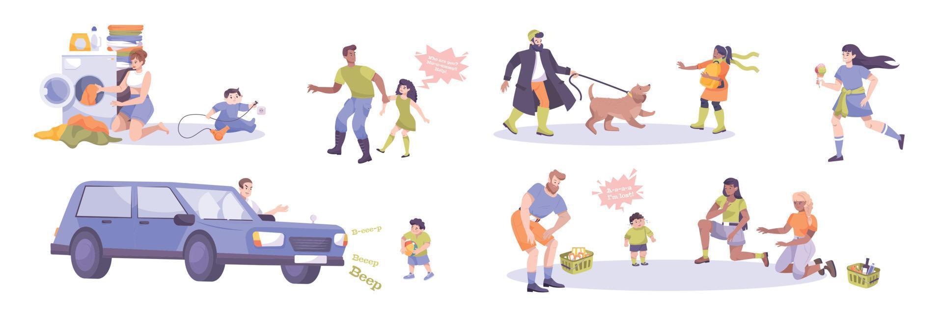 Child Safety Icons Set vector
