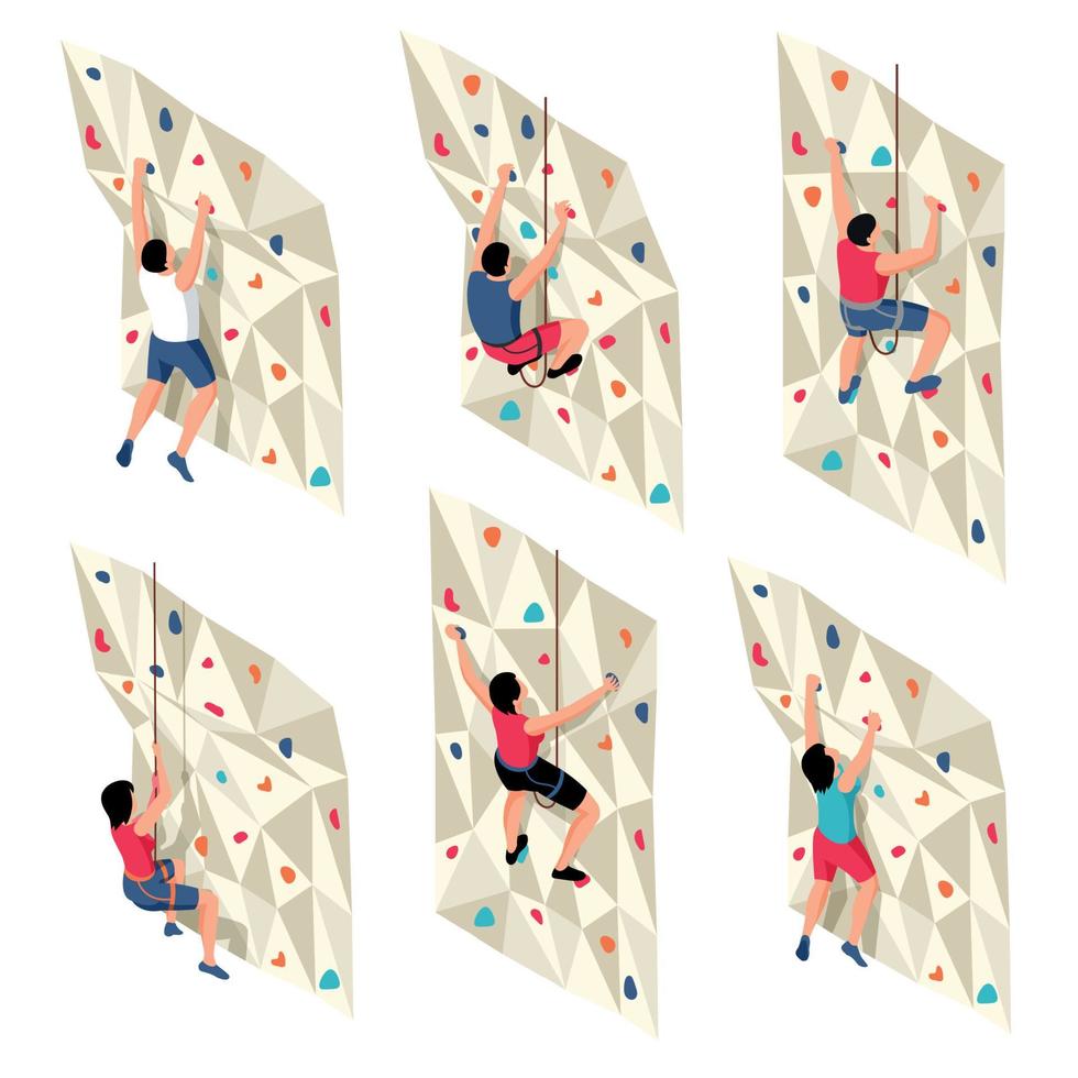 Isometric Climbing Walls Set vector