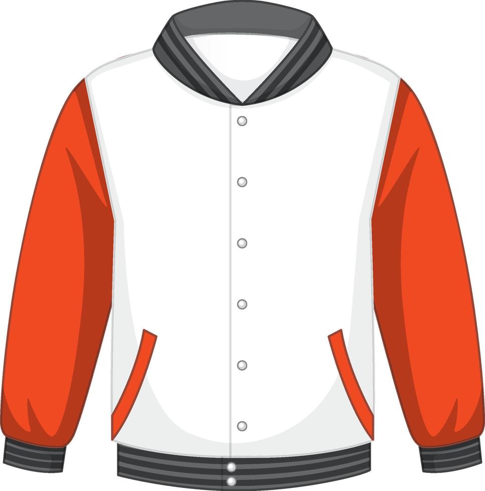 Front of basic white and orange bomber jacket isolated vector