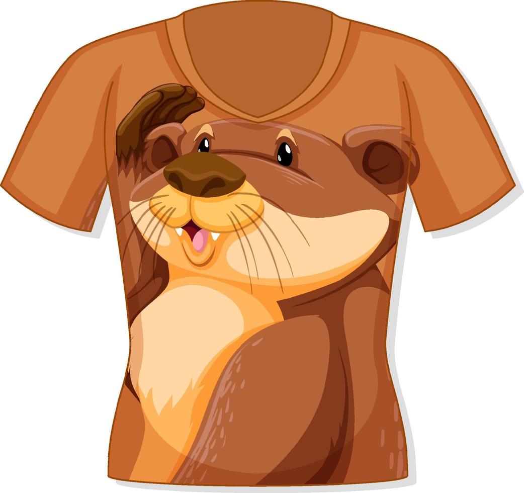 Front of t-shirt with otter pattern vector