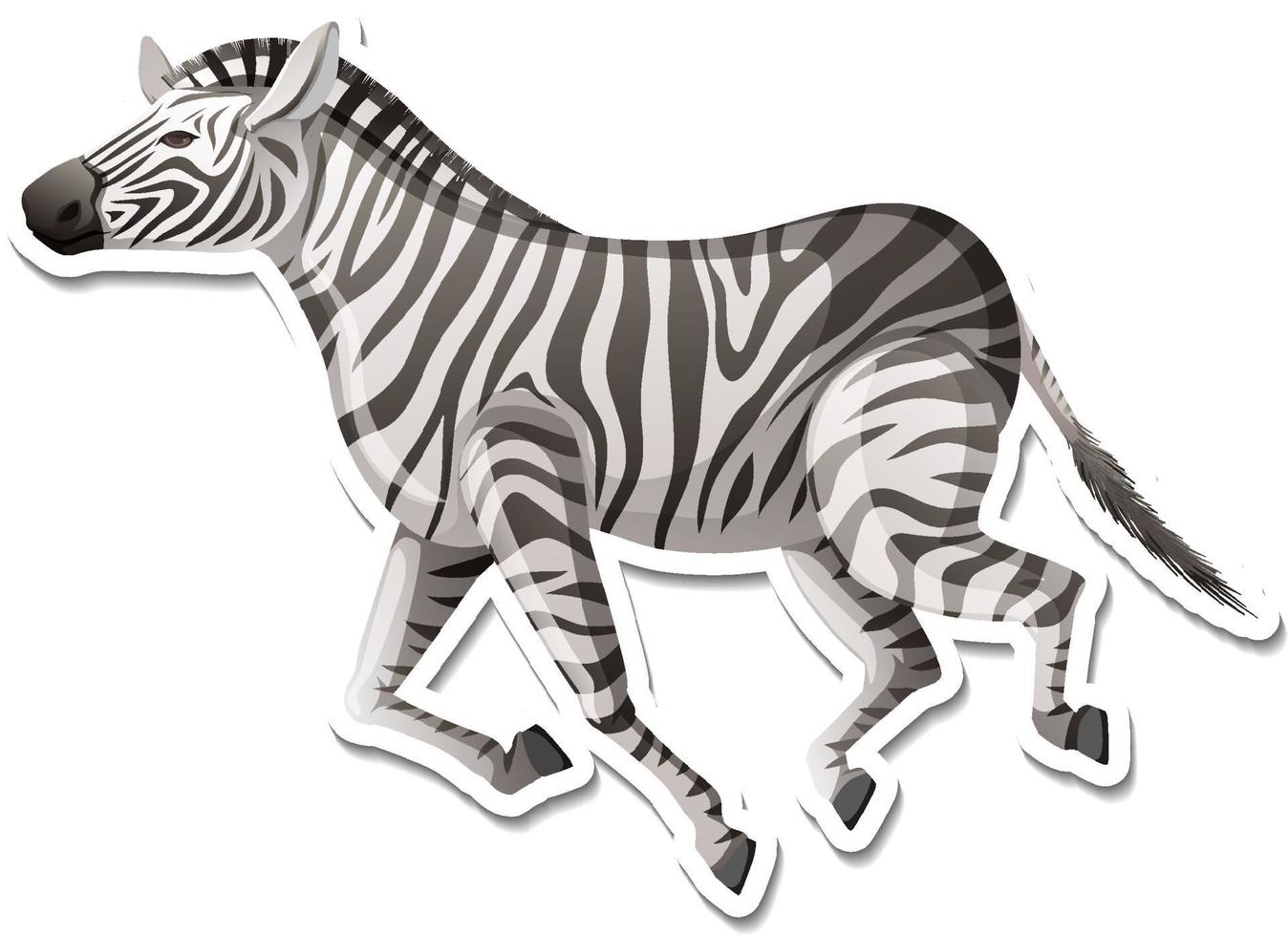 A sticker template of zebra cartoon character vector