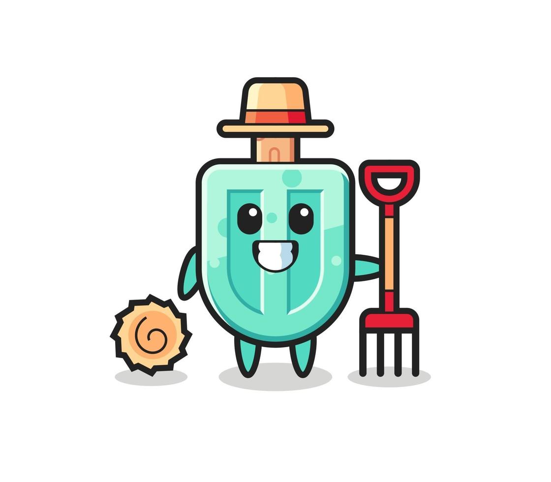 Mascot character of popsicles as a farmer vector