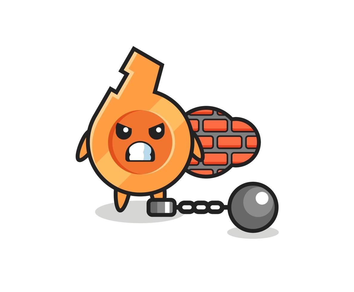 Character mascot of whistle as a prisoner vector