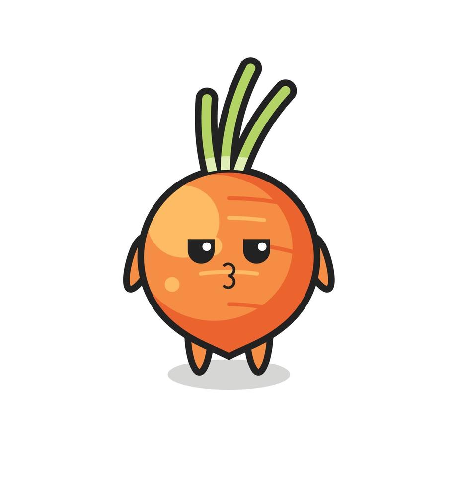 la expresión aburrida de los lindos personajes de zanahoria vector