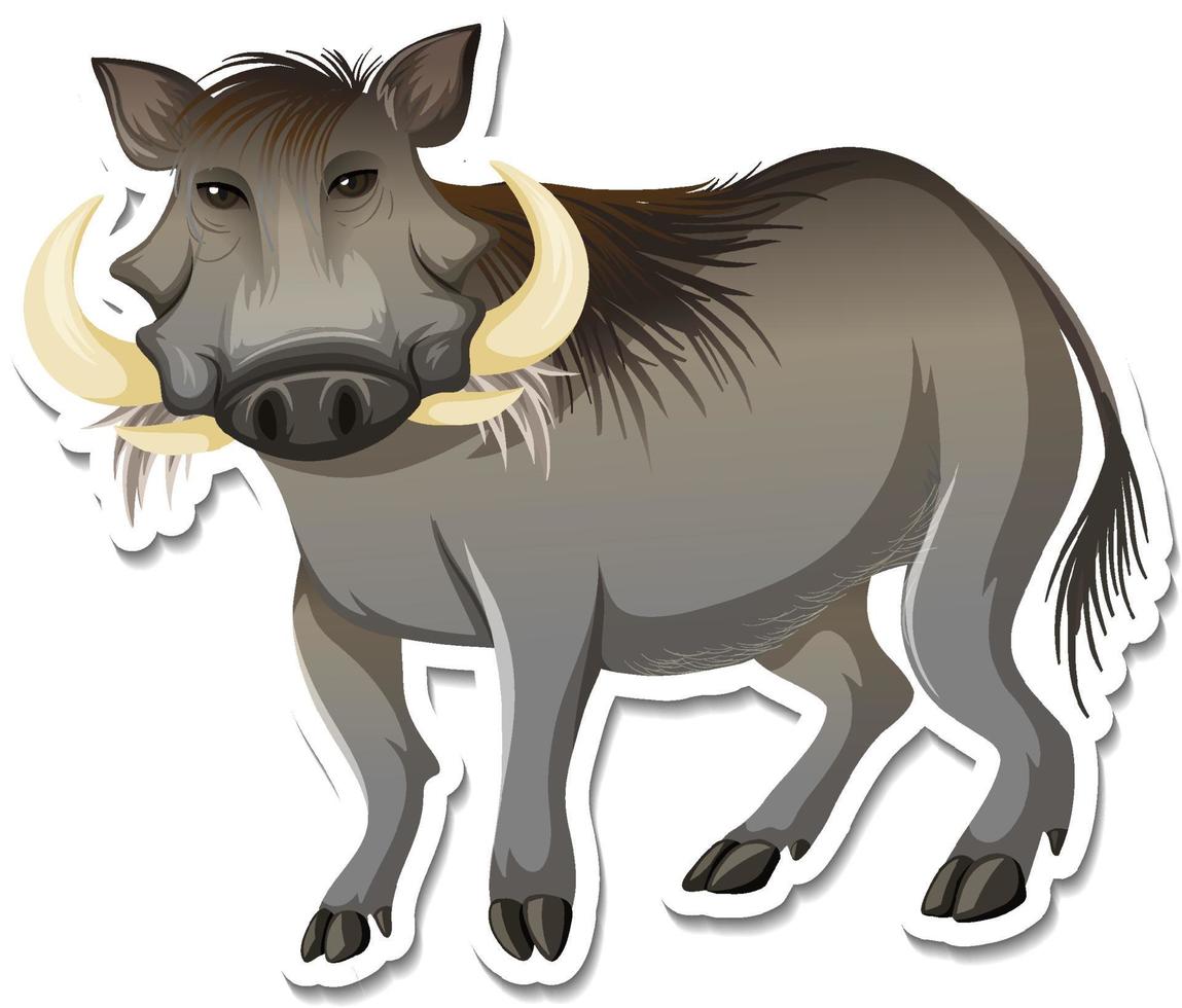 A sticker template of warthog cartoon character vector