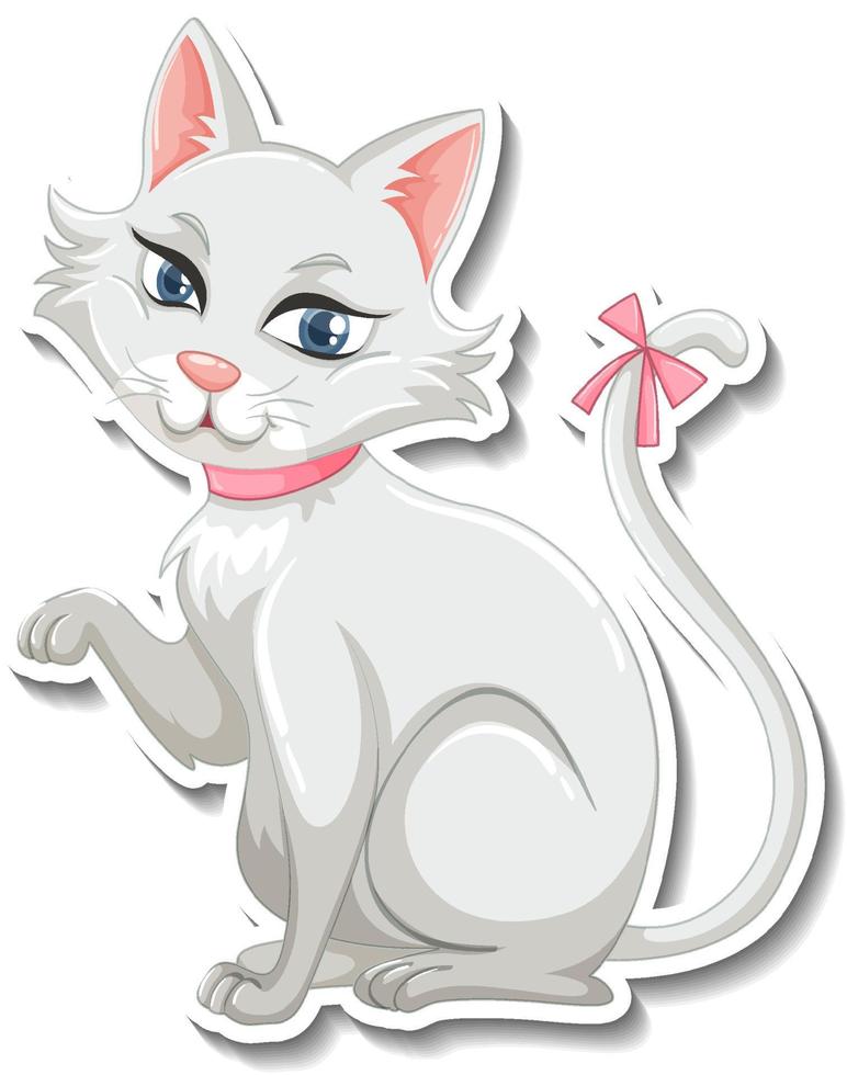 A sticker template of cat cartoon character vector