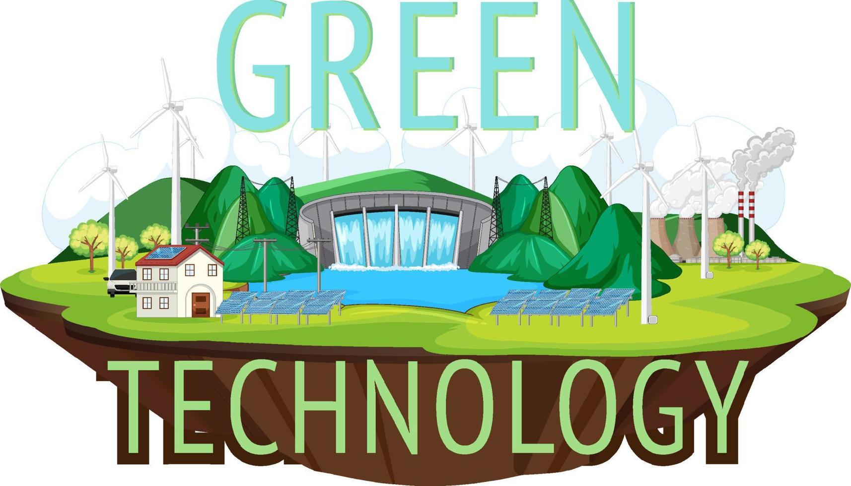 Hydro Power Plants generate electricity with free green banner vector
