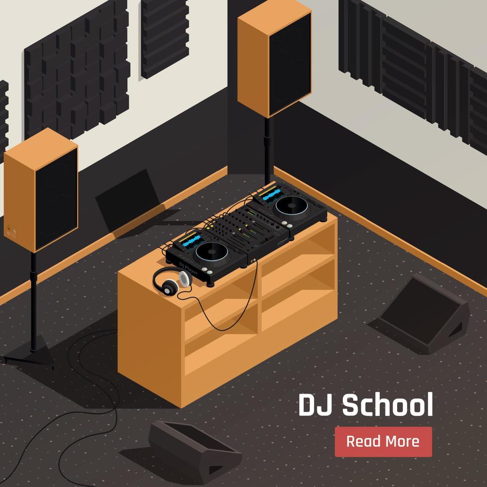 DJ School Studio Isometric vector