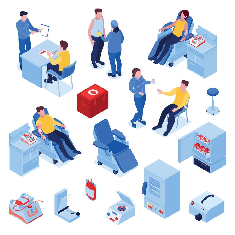 Blood Donor Isometric Set vector