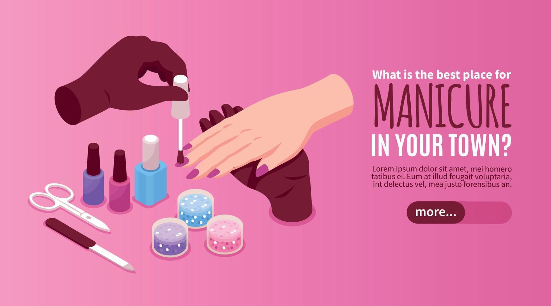 Manicure Isometric Horizontal Banner vector